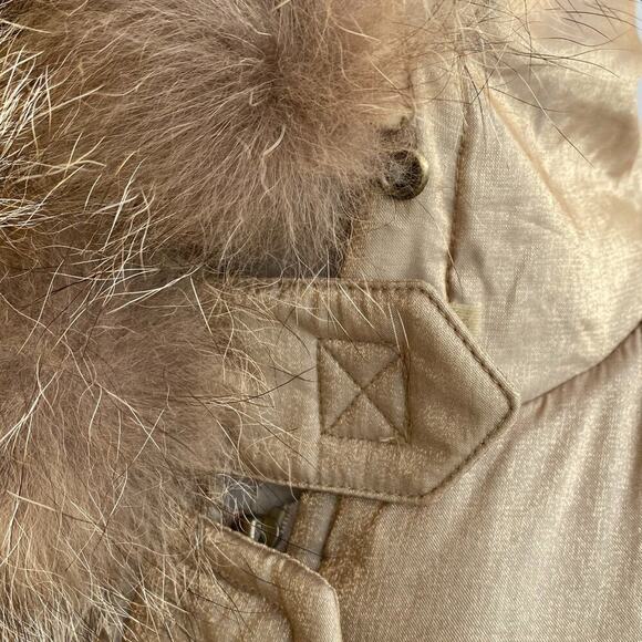 Lew Magram Collection Genuine Coyote Fur Trim Gold Coat sz XS - Picture 6 of 14